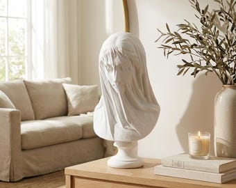 Estatua de busto de dama velada, escultura clásica, figura de doncella de la mitología griega, elegante decoración para el hogar.