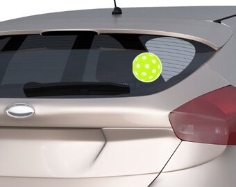 Pickleball Bumper Sticker |  Round Yellow Pickleball Car Decal | Vinyl Easy Peel Sticker |  3 sizes Waterproof and UV Resistant | Gift