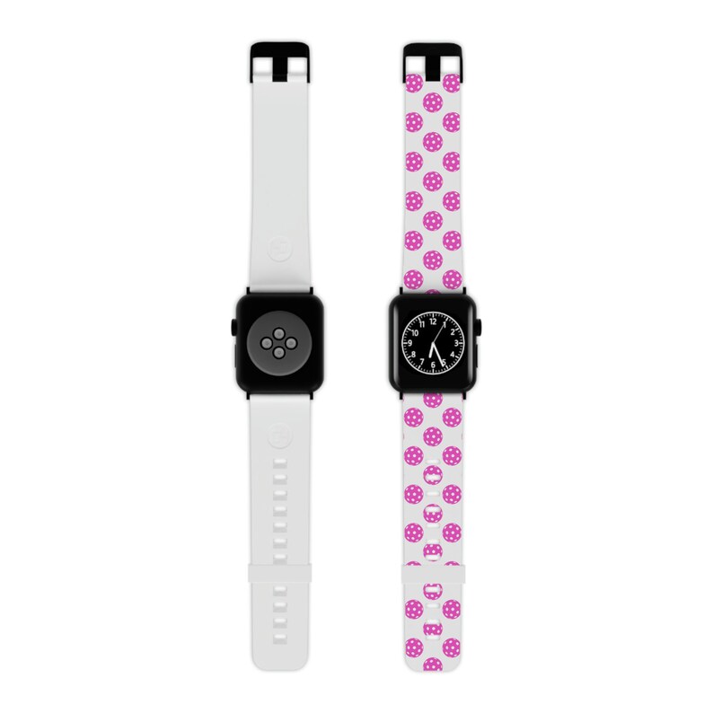 Pickleball Watch Band for Apple Watch White Band, Pink Pickleballs Fun