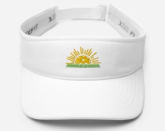 Pickleball Visor | Sun Visor with Sunshine & Pickleball Embroidered Design | Easy Hook and Loop Closure | Pickleball Gift Outfit