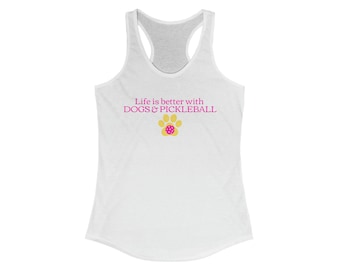 La vita è migliore con i cani e il Pickleball Canotta da donna con dorso scollato / Maglietta da donna Pickleball e cani