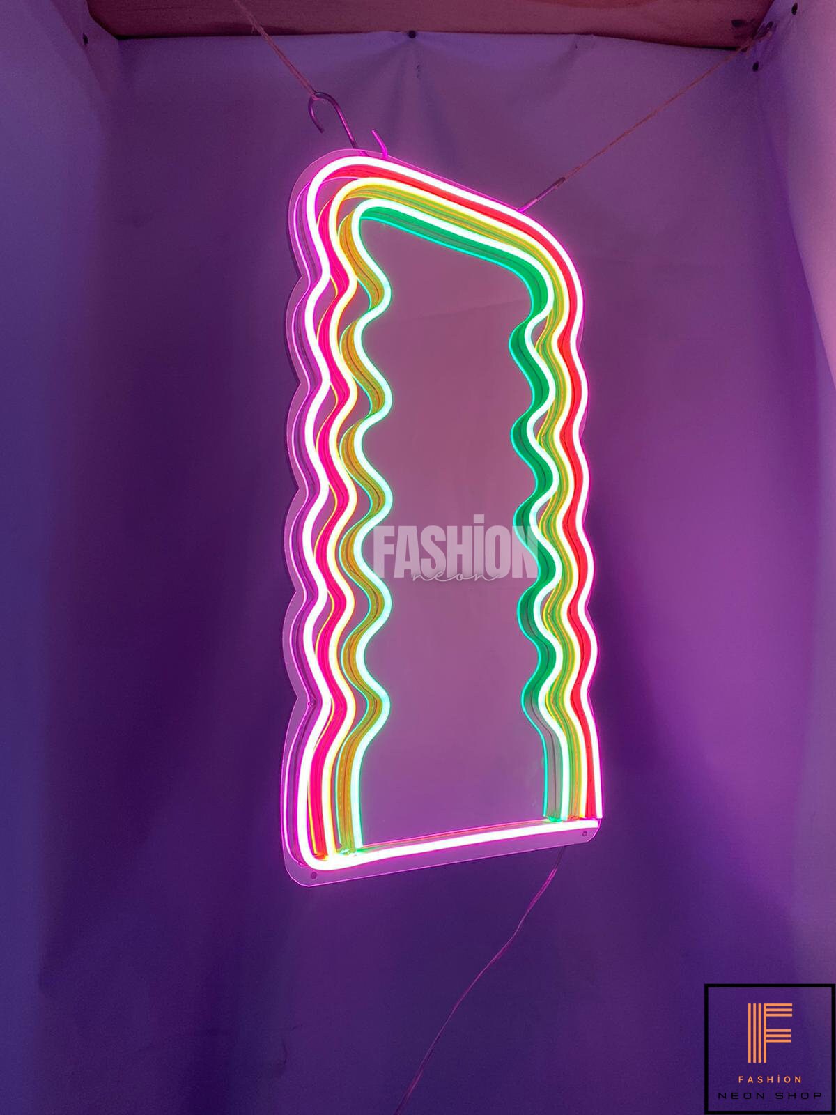 Wavy Neon Mirror Full Length Mirror Mutlicolor Neon Mirror Etsy