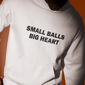 Kleine Bälle großes Herz Hoodie, lustiger Hoodie, lustiges Geschenk, Offensive Hoodie, lustiges Meme, Hoodies für Männer, lustiges Gag Geschenk, Edgy Hoodie