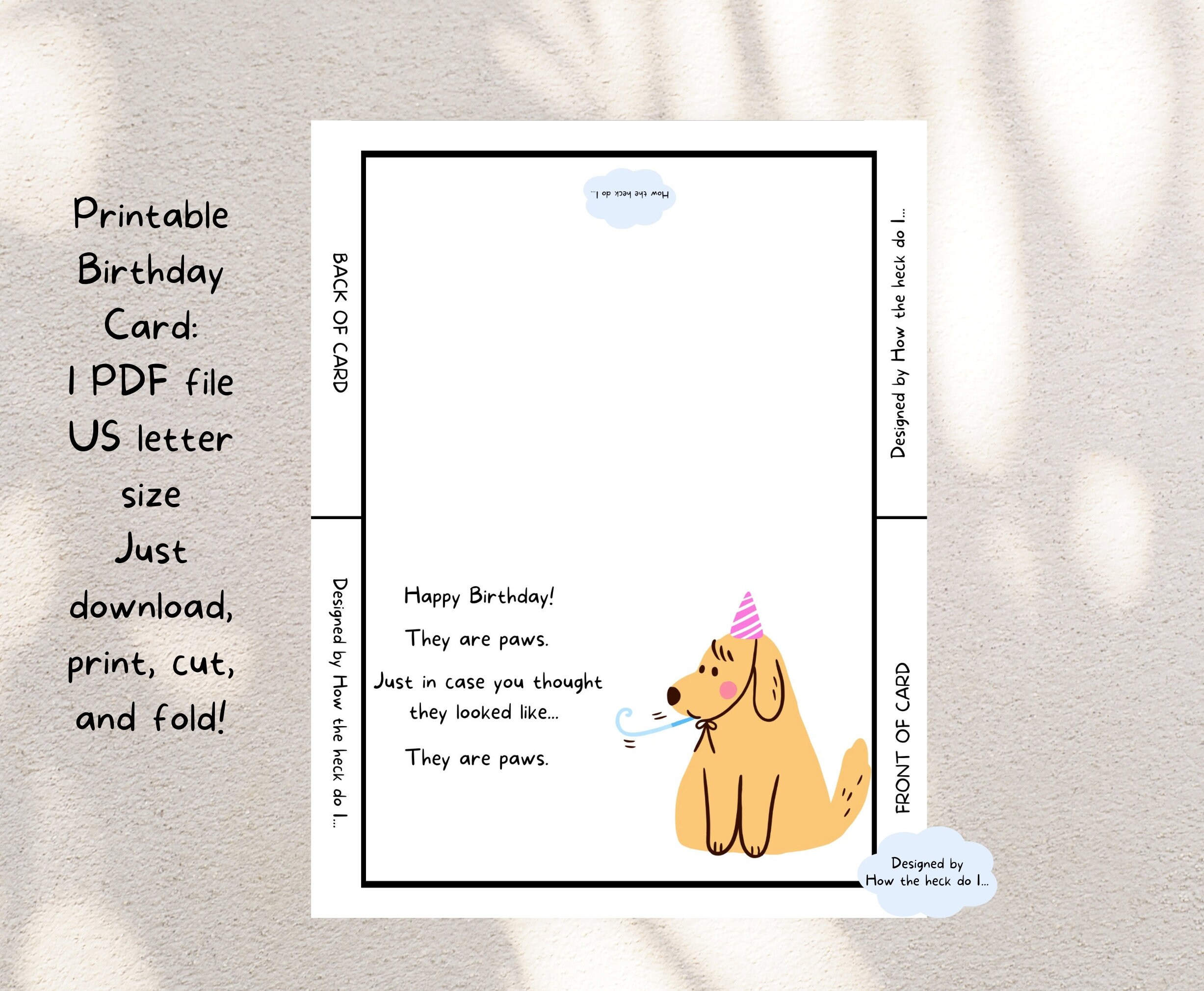 Printable Birthday Greeting Card Instant Download 7x5 Inch Cards for ...