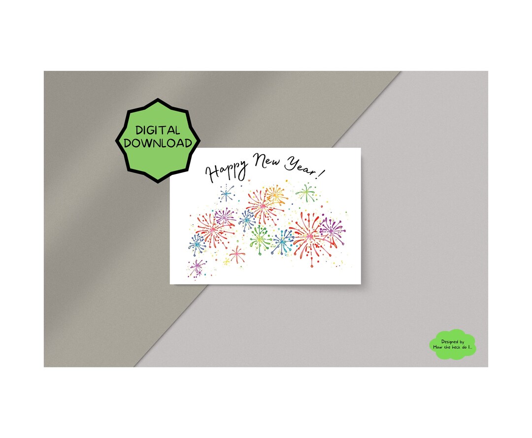 Printable New Years Greeting Card Instant Download 7x5 Inch Cards for ...