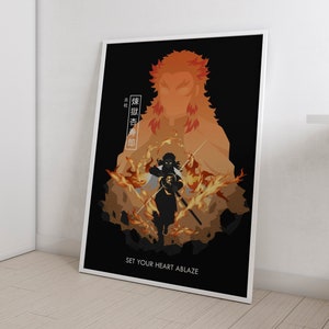 Quadro Metalizado Pilar Rengoku Demon Slayer Pôster