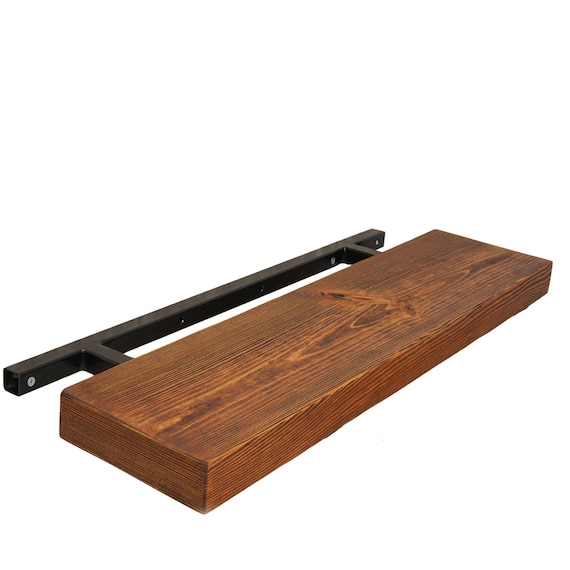 Floating shelves, Rustic wood shelf, Wall shelf, Kitchen shelf, Reclaimed shelf, 2" thick, With sturdy iron brackets