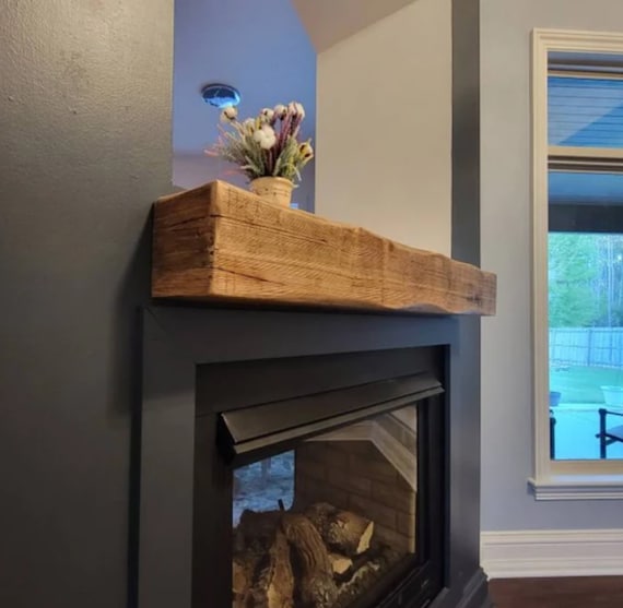 Rustic Fireplace Mantel, Modern Farmhouse Decor, Barnwood Beam, Fireplace Mantle, Rustic Wood, Burntwood, Matte Finish Mantle