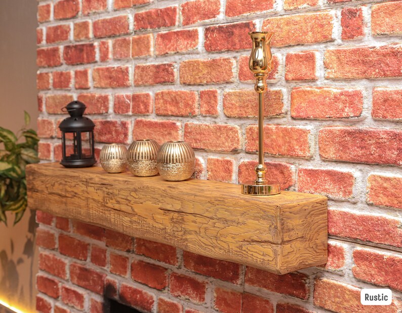 Fireplace Mantel Floating Shelf Rustic Wood Distressed Etsy