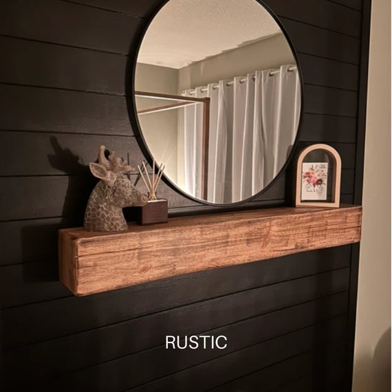 Floating Fireplace Mantel, Modern Farmhouse Decor, Rustic Barnwood Beam, Fireplace Mantle, Rustic Wood, Burntwood, Mantle, Live Edge Shelf