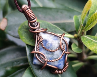 Blue spot jasper moon necklace | blue crystal moon necklace | blue jasper pendant