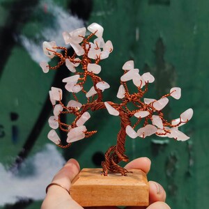 Rose quartz Crystal Tree of Life Bonsai, handmade copper healing tree for love – Feng Shui Home Décor