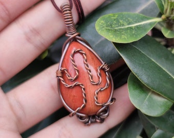 Cactus charm red jasper necklace | Desert stone cactus inspired necklace | red jasper necklace