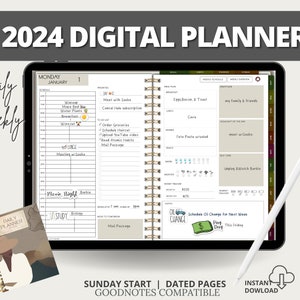 2024 Dated Daily Digital Planner, GoodNotes Planner, iPad Planner, Dated Digital Planner,  Hyperlinked Planner, Black Girl Planner