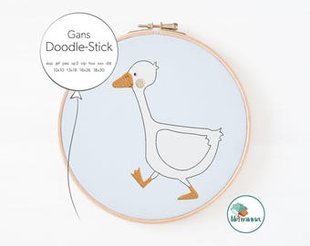 Archivo de bordado de ganso – Aplicación de doodle para la máquina de bordar – Patrón de bordado para ropa y accesorios – 10x10 a 18x30