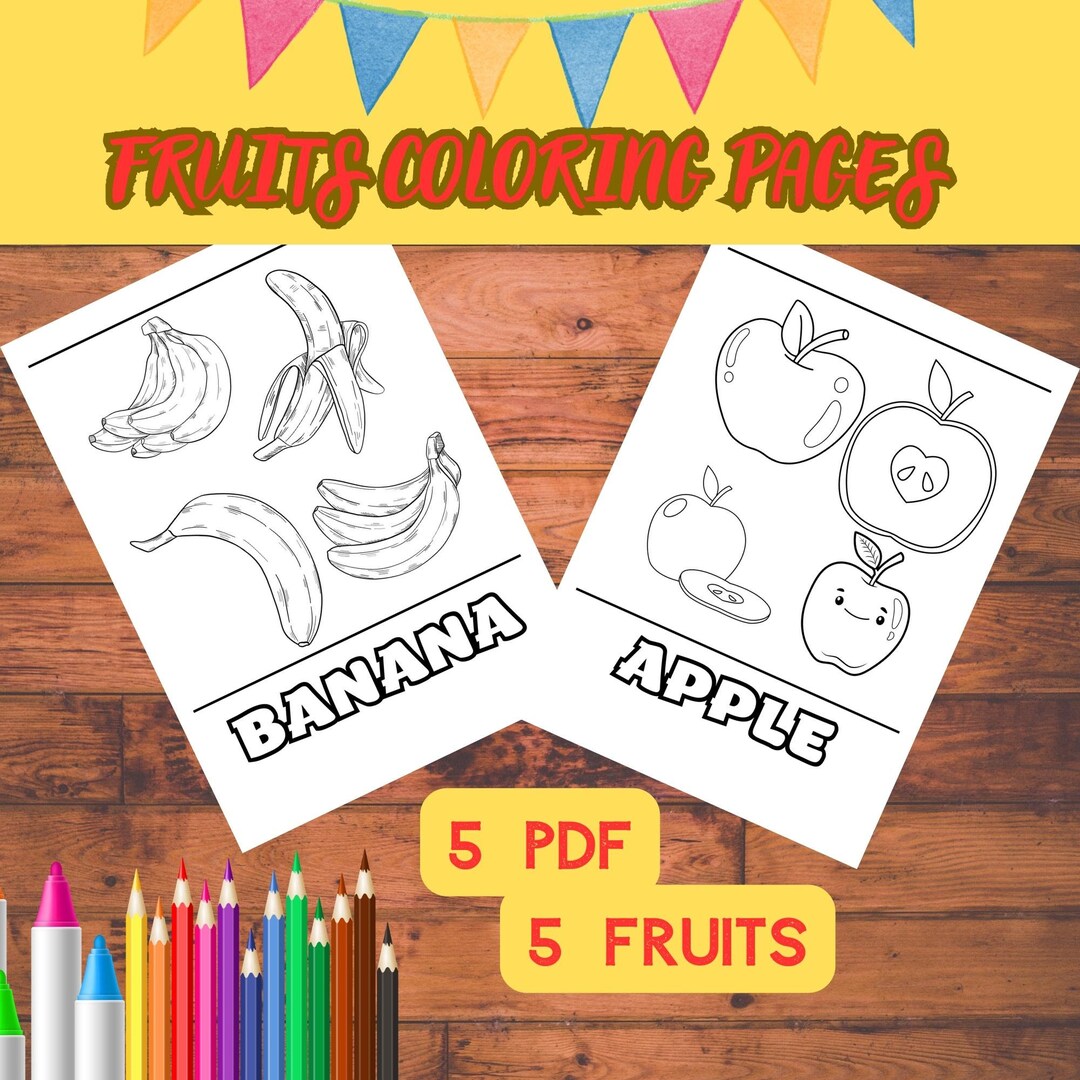 Fruits Coloring Pages Exotic Fruit to Color Fruit Coloring - Etsy