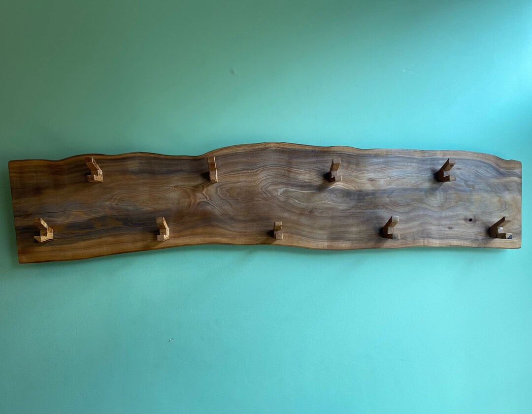 Rare Wood Coat/hat Rack. Figured Oak Pegs, Madrone Mounting Board. Etsy