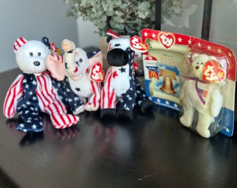 Amerikanische TY Beanie Babies - Linke, Rechte, Spangle & Liberty