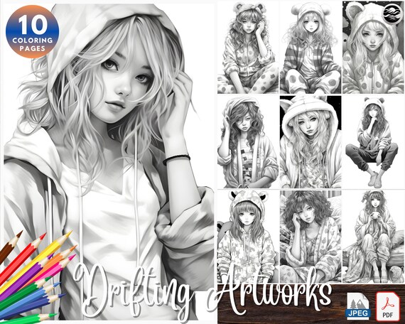 Anime Girls Coloring Book (Paperback)