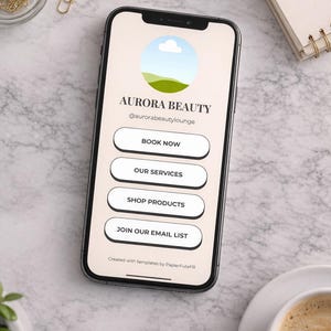 Canva Link in Bio Template | Minimalist Website for Instagram | Bio Link for Beauty Salon, Lash Tech, Esthetician | Editable Canva Website