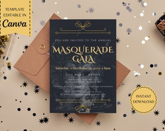 Masquerade Gala Invitation | Banquet Invitation | Fundraiser | Corporate Invitation | Printable Template | instant download