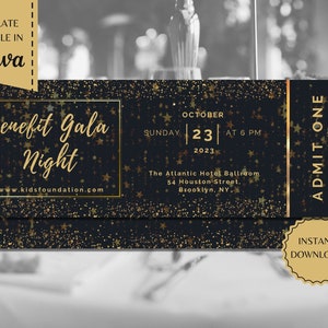 Benefit Gala Night | Gala Ticket | Banquet Ticket | Fundraiser Ticket | Printable Template | instant download