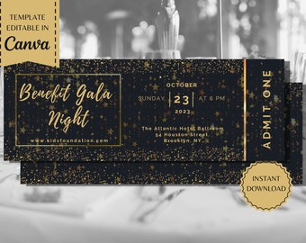 Benefit Gala Night | Gala Ticket | Banquet Ticket | Fundraiser Ticket | Printable Template | instant download