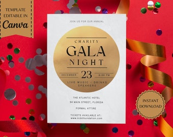 Charity Gala Night Invitation | Fundraiser Invitation | Banquet Invitation | Corporate Event | Printable Template | instant download