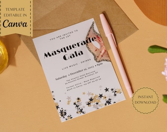 Masquerade Gala Invitation | Banquet Invitation | Fundraiser | Corporate Invitation | Printable Template | instant download