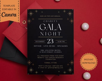 Charity Gala Night Invitation | Fundraiser Invitation | Banquet Invitation | Corporate Event | Printable Template | instant download