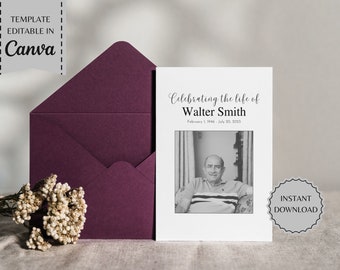 Funeral Program Template For Man | EDITABLE | Celebration of Life | Obituary Card | Funeral Prayer Card | Printable Memorial Program