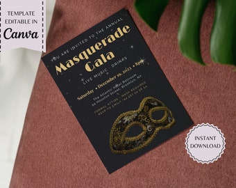 Masquerade Gala Invitation | Banquet Invitation | Fundraiser | Corporate Invitation | Printable Template | instant download