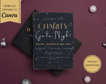 Charity Gala Night Invitation | Fundraiser Invitation | Banquet Invitation | Corporate Event | Printable Template | instant download