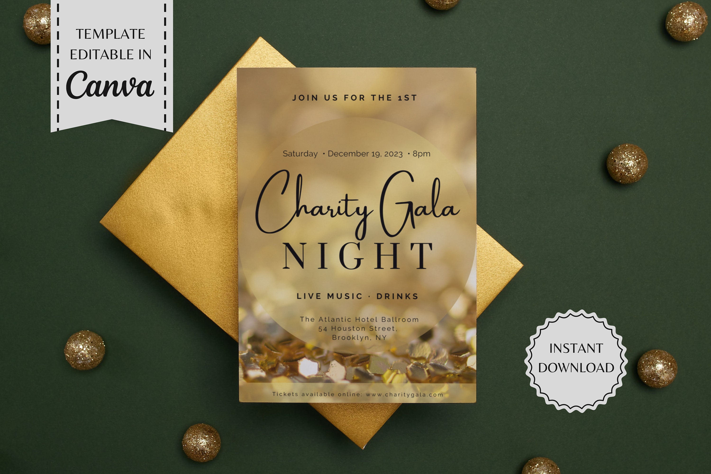Charity Gala Night Invitation | Fundraiser Invitation | Banquet Invitation | Corporate Event | Printable Template | instant download