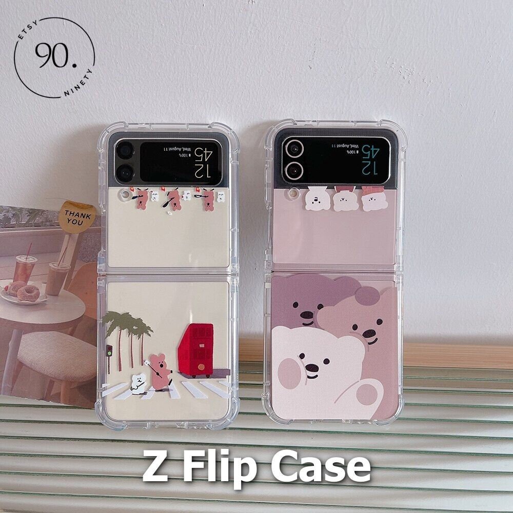 Cute Cartoon Bear Samsung Galaxy Z Flip 4, Flip3 Fashion Silicone Cover Shockproof Cases Z Flip3