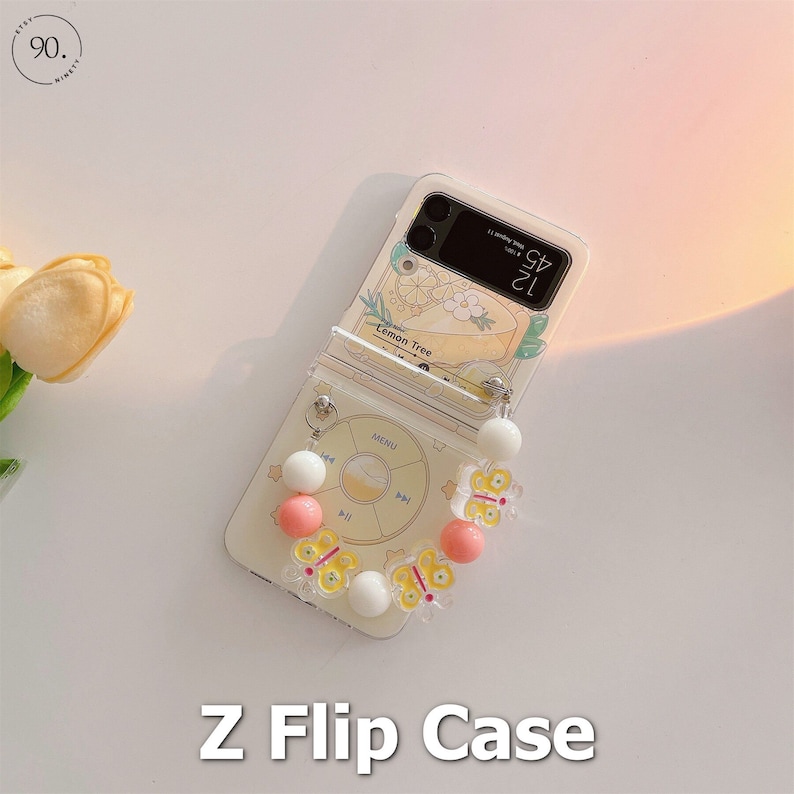 Charmant étui rose fleur et papillon coréen pour Galaxy Z Flip 3 4 image 9