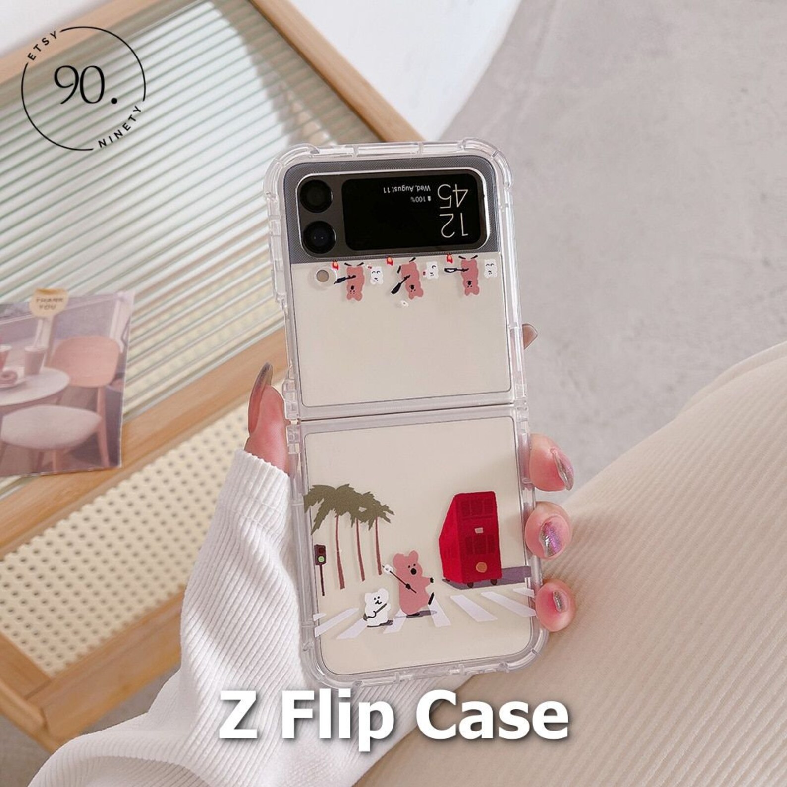 Cute Cartoon Bear Samsung Galaxy Z Flip 4, Flip3 Fashion Silicone Cover Shockproof Cases Z Flip3