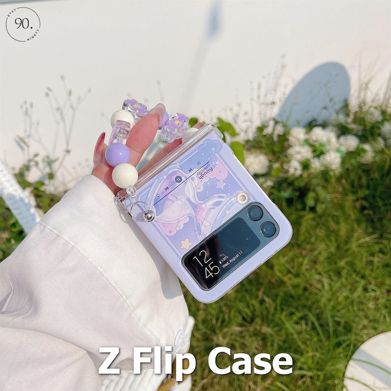 Charmant étui rose fleur et papillon coréen pour Galaxy Z Flip 3 4 image 6