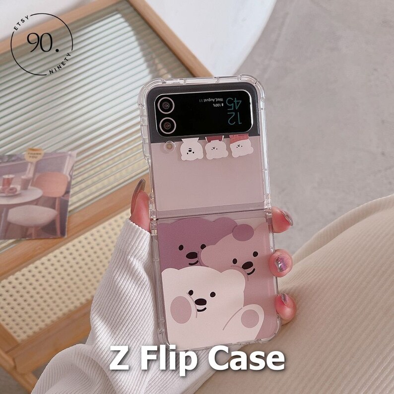 Cute Cartoon Bear Samsung Galaxy Z Flip 4, Flip3 Fashion Silicone Cover Shockproof Cases Z Flip3