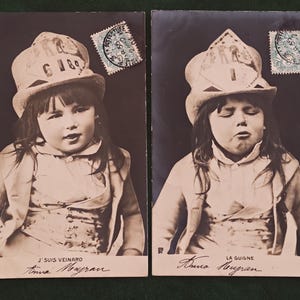 6 Postales antiguas de  Francia Niños