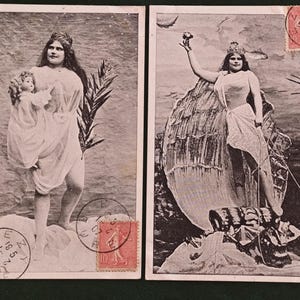 2 Postales antiguas de  Francia Mujeres