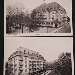 2 Postales antiguas de Alemania Bad Nauheim Park Hotel