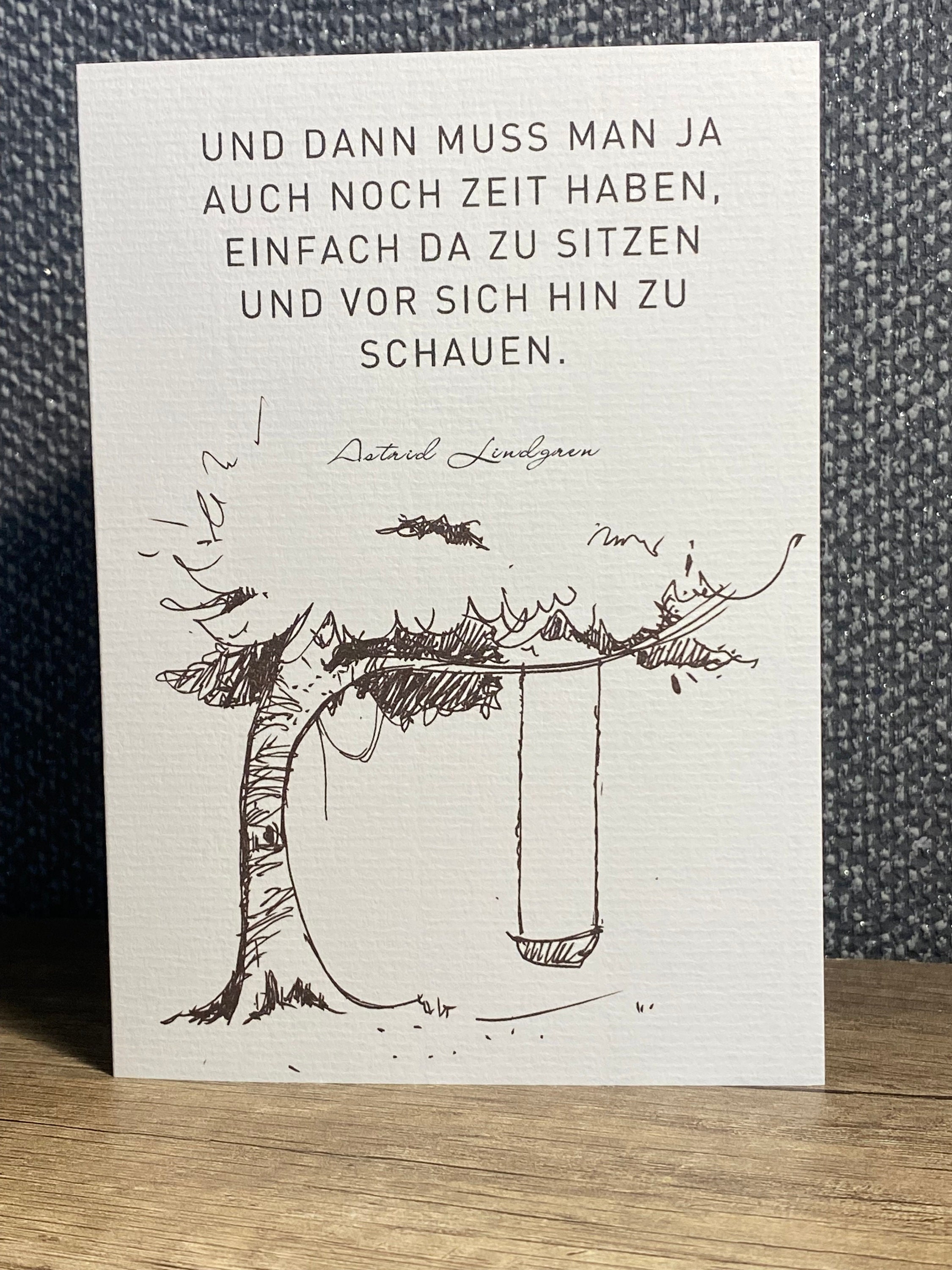 Karte Astrid Lindgren Spruch Und dann muss man auch noch Zeit Etsy.de