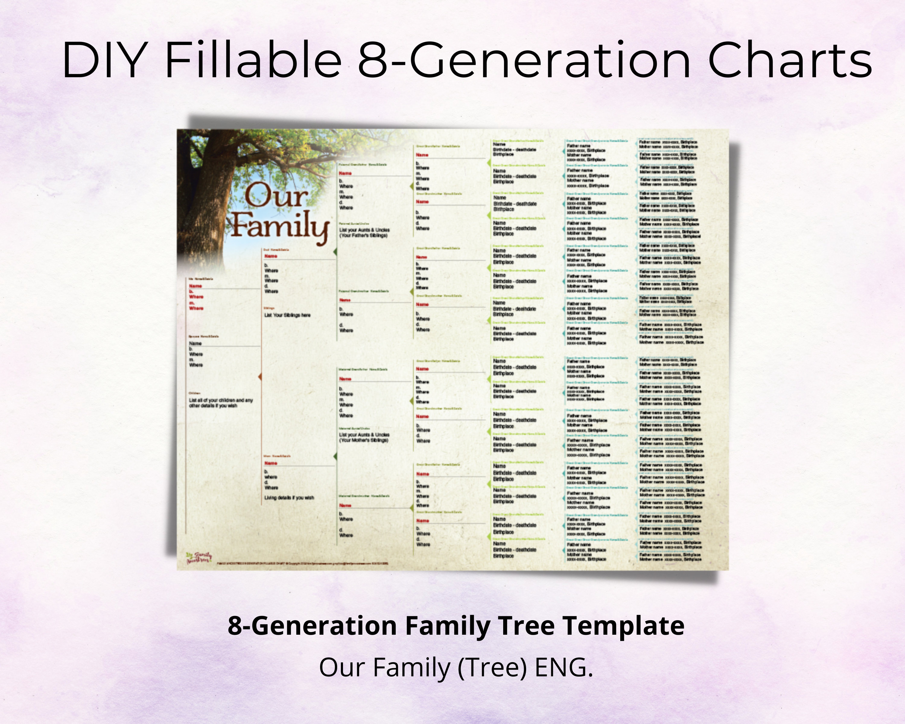 Palace Learning 1 Pack - Family Tree Chart To Fill In - 6 Generation  Genealogy Poster - Blank Fillable Ancestry Chart [Version 1] - 18 x 24