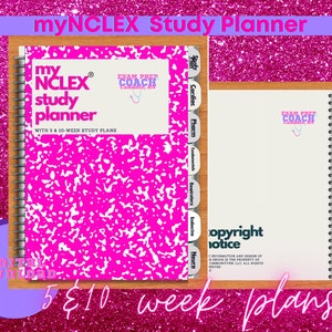 myNCLEX Study Planner 5- & 10-week study plan digital planner and notebook for active recall of NCLEX content customized study guide