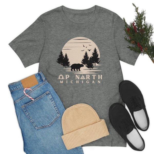 Unisex Jersey Short Sleeve Up North Michigan Bear Logo Tee