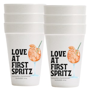 Personalized Bachelorette Party Favor Cups, Love at First Spritz, Aperol Spritz Wedding Favors, Bridal Shower Decor, Customized Cups