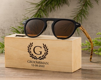 Personalized Wooden Sunglasses, Groomsmen Gifts, Custom Engraved Sunglass, Groomsmen Proposal, Wedding Gifts for Guys, Bachelor Party Gift