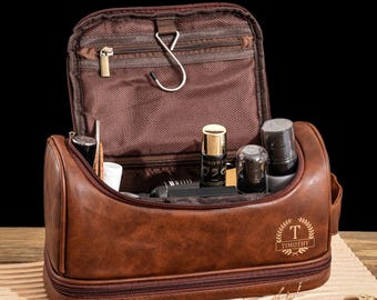 Neceser de cuero personalizado para hombre, neceser, regalo para padrinos de boda, regalo de aniversario para él, neceser de viaje, accesorio de cuero para hombre.