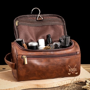 Trousse de toilette en cuir personnalisée pour homme, cadeaux garçons d'honneur, trousse Dopp en cuir pour homme, cadeau d'anniversaire pour lui, cadeau fête des pères pour papa